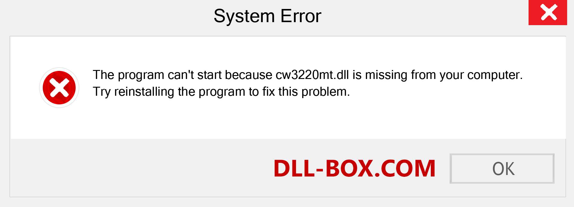  cw3220mt.dll file is missing?. Download for Windows 7, 8, 10 - Fix  cw3220mt dll Missing Error on Windows, photos, images